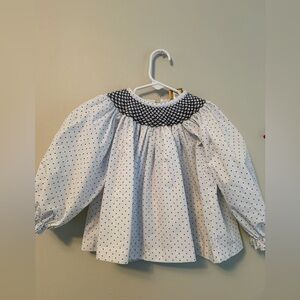 The Beaufort Bonnet Company Smocked Polka Dot Long Sleeve Top